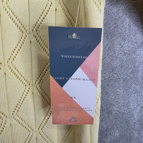 Womens Yellow Ally Mae Knit Blouse Top Round Neck Puff Sleeve Size XL - Picture 3 of 10